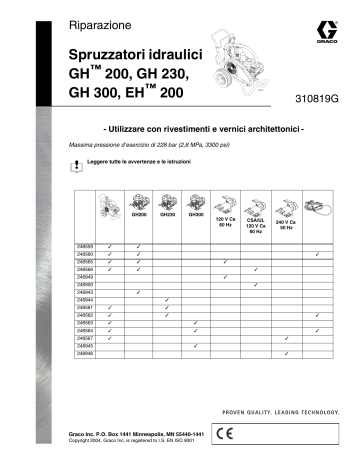 Graco 310819G, GH 200, GH 230, GH 300, EH 200 Manuale del proprietario | Manualzz Graco 310819G, GH 200, GH 230, GH 300, EH 200 Manuale del proprietario | Manualzz
