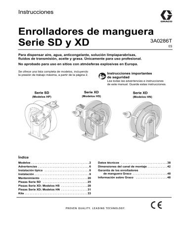 Graco 3A0286T - Enrolladores de manguera Serie SD y XD El manual del propietario | Manualzz Graco 3A0286T - Enrolladores de manguera Serie SD y XD El manual del propietario | Manualzz