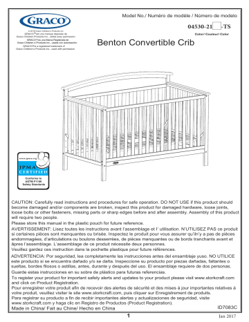 Graco 04530-217 Benton Driftwood 4-in-1 Convertible Crib Use and Care Manual | Manualzz Graco 04530-217 Benton Driftwood 4-in-1 Convertible Crib Use and Care Manual | Manualzz