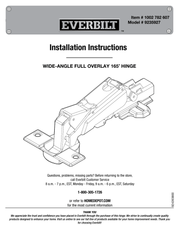 Everbilt Wide Angle Full Overlay Degree Hinge Set Pair