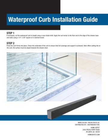 Everbilt EVB60SC 60 In XPS Waterproof Curb For Showers Instructions