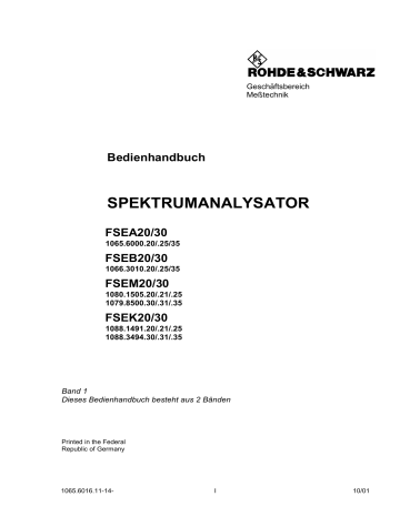 Rohde&Schwarz FSE Benutzerhandbuch | Manualzz Rohde&Schwarz FSE Benutzerhandbuch | Manualzz