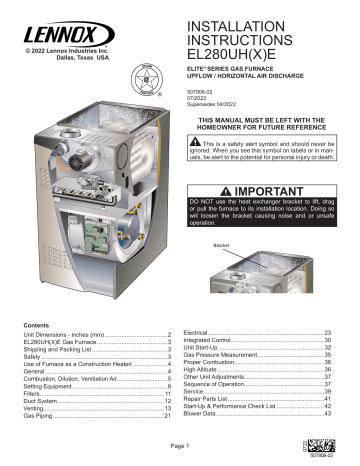 Lennox El Uhe Series Units Installation Instructions Manualzz