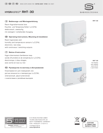 S S Regeltechnik HYGRASREG RHT 30W Room Hygro Thermostat