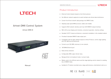 LTech Artnet-DMX-8 Artnet-DMX converter Owner's Manual | Manualzz LTech Artnet-DMX-8 Artnet-DMX converter Owner's Manual | Manualzz