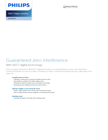 Philips SCD487/05 DECT baby monitor Product datasheet | Manualzz Philips SCD487/05 DECT baby monitor Product datasheet | Manualzz