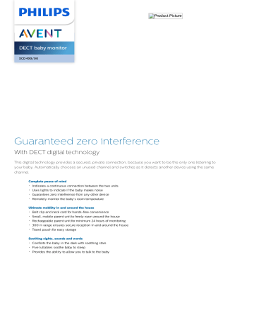 Avent SCD499/00 Avent DECT baby monitor Product datasheet | Manualzz Avent SCD499/00 Avent DECT baby monitor Product datasheet | Manualzz