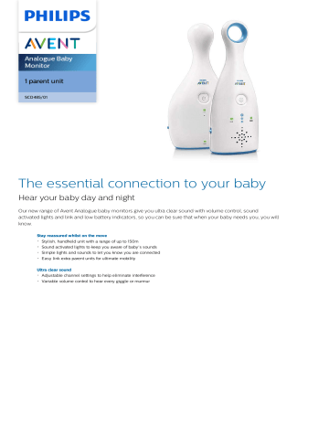 Avent SCD485/01 Avent Analogue Baby Monitor Product datasheet | Manualzz Avent SCD485/01 Avent Analogue Baby Monitor Product datasheet | Manualzz