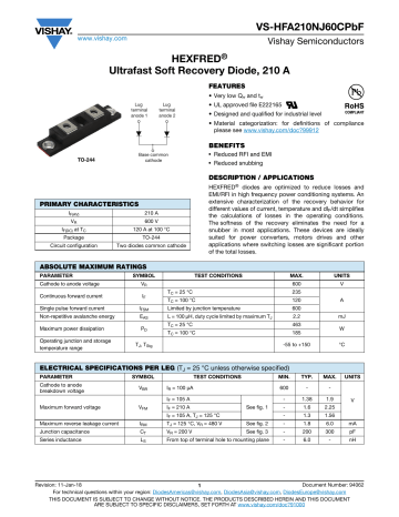 Vishay Vs Hfa Nj Cpbf Data Sheet Manualzz