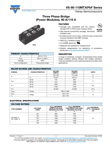 Vishay VS 110MT100KPBF Data Sheet Manualzz