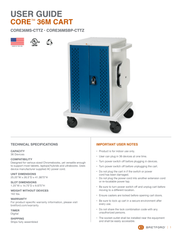 Bretford CORE® M Cart User Guide | Manualzz Bretford CORE® M Cart User Guide | Manualzz