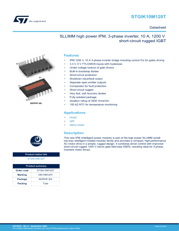 STMicroelectronics STGIK10M120T Datasheet Manualzz