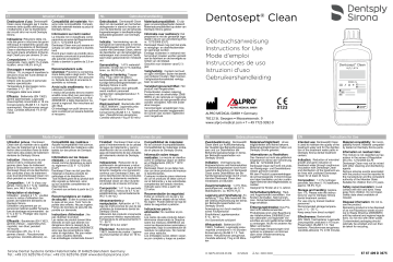 Dentsply Sirona Dentosept Clean Betjeningsvejledning Manualzz