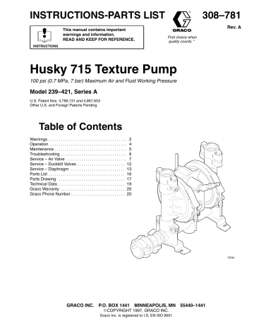 Graco 308781A Husky 715 Texture Pump Owner S Manual Manualzz