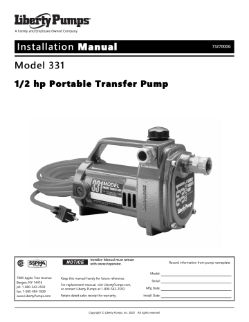 Liberty Pumps 331 Installation Manual Manualzz