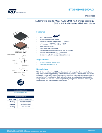 STMicroelectronics STGSH80HB65DAG Datasheet Manualzz