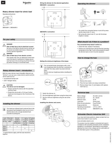 Schneider Electric Rotary dimmer insert User Guide | Manualzz Schneider Electric Rotary dimmer insert User Guide | Manualzz