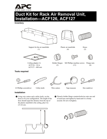 Schneider Electric Rack Air Removal Unit SX Duct Kit User Guide | Manualzz Schneider Electric Rack Air Removal Unit SX Duct Kit User Guide | Manualzz
