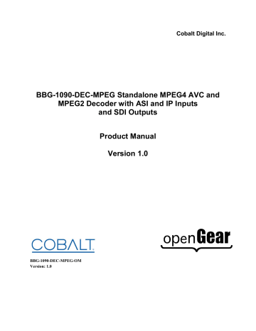 Cobalt Digital Inc 9990-DEC-MPEG Product Manual | Manualzz Cobalt Digital Inc 9990-DEC-MPEG Product Manual | Manualzz