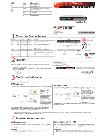 Fortinet FortiGate FortiGate-500 Quick Start Manual | Manualzz Fortinet FortiGate FortiGate-500 Quick Start Manual | Manualzz