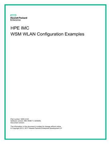 HPE IMC WSM WLAN User Guide | Manualzz HPE IMC WSM WLAN User Guide | Manualzz