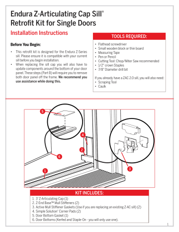 Endura Z Articulating Cap Sill Instructions Manualzz