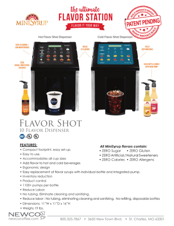 Newco Hot Cold Flavor Shots Spec Sheets Manualzz