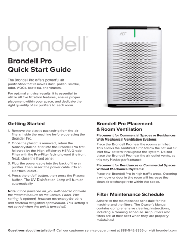 brondell Pro Sanitizing Air Purifier User Guide | Manualzz