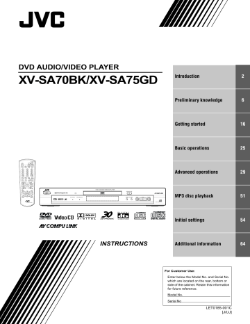 JVC XV-SA75GD User Guide Manual Operating Instruction Pdf | Manualzz