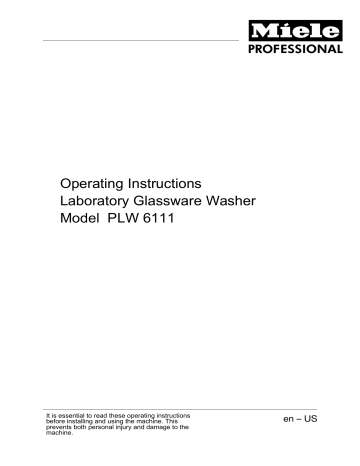 Miele PLW 6111 Laboratory Washer Operating Instructions Manualzz