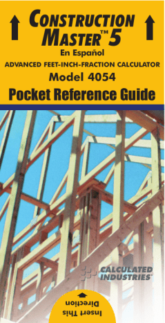 Calculated Industries 4054 Construction Master 5 Reference Guide | Manualzz Calculated Industries 4054 Construction Master 5 Reference Guide | Manualzz