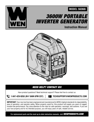 Wen I Watt Portable Inverter Generator Product Manual Manualzz