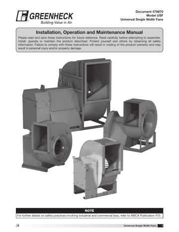 Greenheck Usf Installation And Operation Manual Manualzz