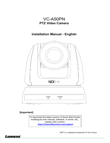 Lumens VC-A50PN Installation Manual | Manualzz Lumens VC-A50PN Installation Manual | Manualzz