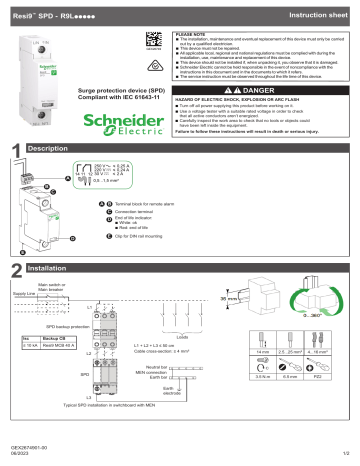 Schneider Electric Resi9 SPD - R9L***** Instruction Sheet | Manualzz Schneider Electric Resi9 SPD - R9L***** Instruction Sheet | Manualzz