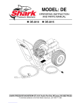 Shark Pressure Washers DE-2015 Operating Instructions And Parts Manual