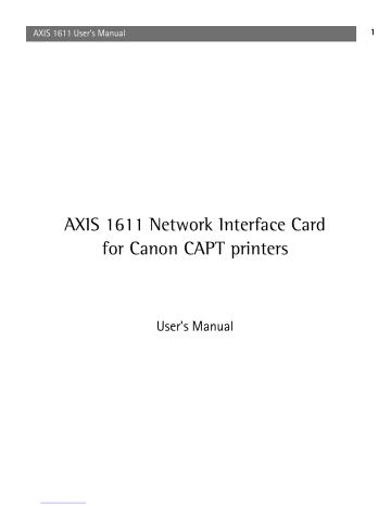 Axis 1611 User Manual | Manualzz Axis 1611 User Manual | Manualzz