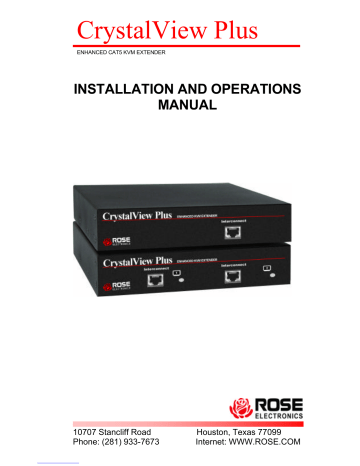 Rose electronics CrystalView Plus Operations Manual | Manualzz