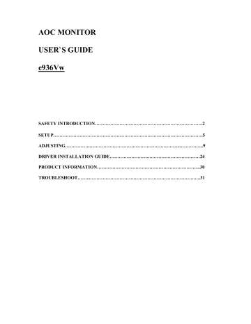 AOC E936VW - User Manual | Manualzz AOC E936VW - User Manual | Manualzz