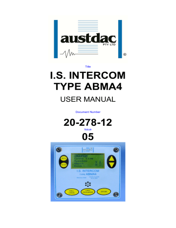 Austdac ABMA4 User manual | Manualzz Austdac ABMA4 User manual | Manualzz