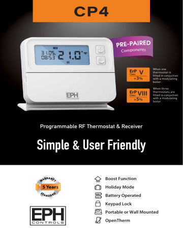 Eph Controls Cp Programmable Rf Thermostat User Manual Manualzz