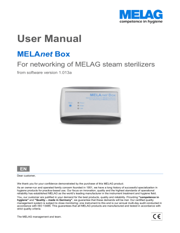 Melag MELAnet Box User Manual | Manualzz Melag MELAnet Box User Manual | Manualzz