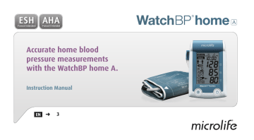 Gima 32868 MICROLIFE WATCH BP HOME A B.P.MONITOR + SOFTWARE Owner's Manual | Manualzz