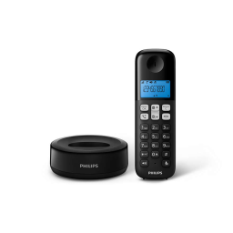 Teléfono Fijo Inalámbrico Philips D1611B/34, Con Manos Libres, Agenda De 50 Contactos Y Alcance De Hasta 300 Metros