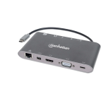 Manhattan 152808 SuperSpeed USB-C to 7-in-1 Docking Station Quick Instruction Guide