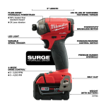 Milwaukee 2760-20 M18 Fuel Surge 1/4in. Hex Hydraulic Impact Driver Operator&rsquo;s manual