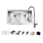 Glacier Bay All-in-One Apron-Front Farmhouse Stainless Steel 33 in. 50/50 Double Bowl Workstation Sink installation Guide