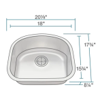 Rene R1-1017-18 Undermount Stainless Steel 20-1/8 in. Single Bowl Kitchen Sink Specification