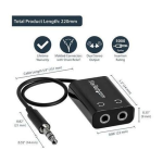 StarTech.com Black Slim Mini Jack Headphone Splitter Cable Adapter - 3.5mm Male to 2x 3.5mm Female Datasheet