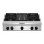 KitchenAid 30 in. Gas Cooktop in Stainless Steel with 4 Burners including 20000-BTU Ultra Power Dual-Flame Burner Installation guide